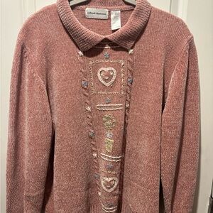 Alfred Dunner Rose Embroidered Cardigan